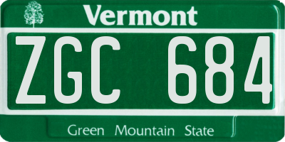 VT license plate ZGC684