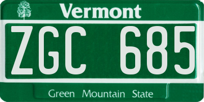 VT license plate ZGC685