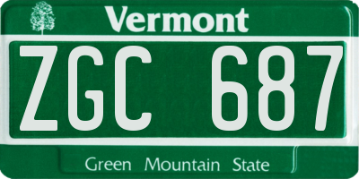 VT license plate ZGC687