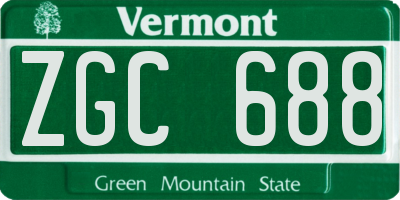 VT license plate ZGC688