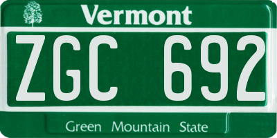 VT license plate ZGC692