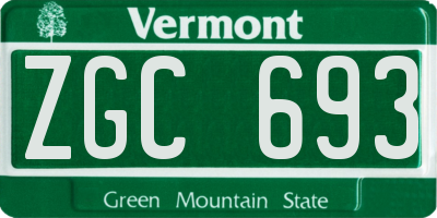 VT license plate ZGC693