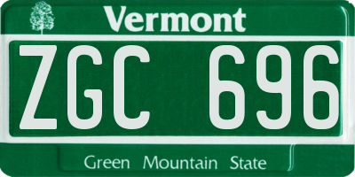 VT license plate ZGC696