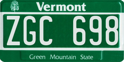 VT license plate ZGC698