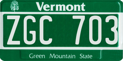 VT license plate ZGC703