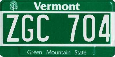 VT license plate ZGC704