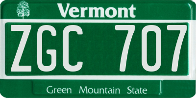 VT license plate ZGC707