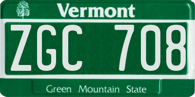 VT license plate ZGC708