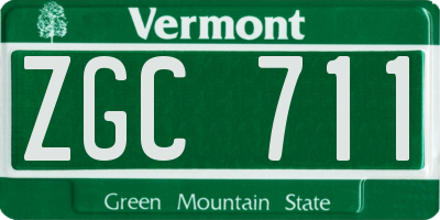 VT license plate ZGC711