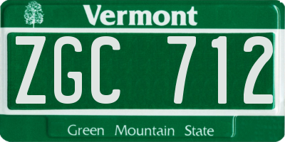 VT license plate ZGC712