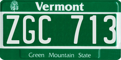 VT license plate ZGC713