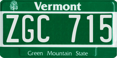 VT license plate ZGC715
