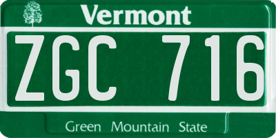VT license plate ZGC716