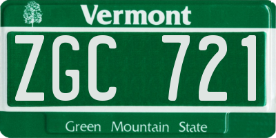 VT license plate ZGC721