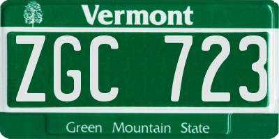 VT license plate ZGC723