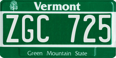 VT license plate ZGC725