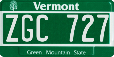 VT license plate ZGC727