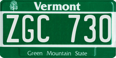 VT license plate ZGC730