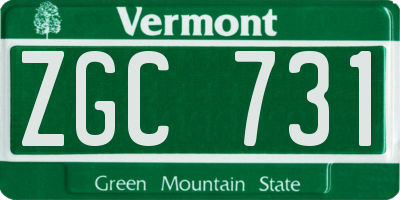 VT license plate ZGC731