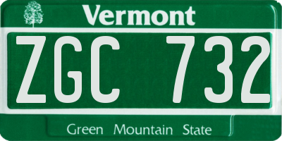 VT license plate ZGC732
