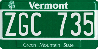 VT license plate ZGC735
