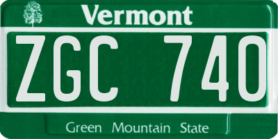 VT license plate ZGC740