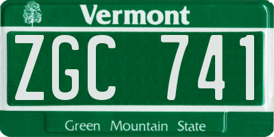 VT license plate ZGC741