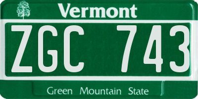 VT license plate ZGC743