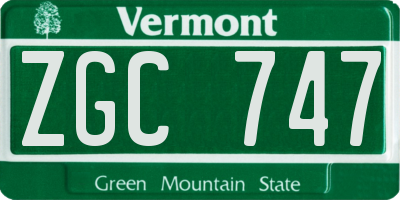 VT license plate ZGC747