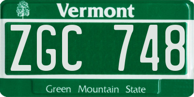 VT license plate ZGC748