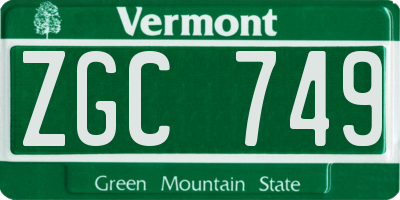 VT license plate ZGC749