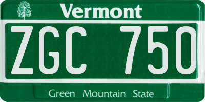 VT license plate ZGC750
