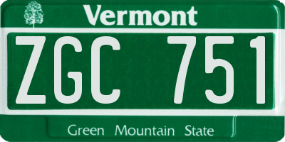 VT license plate ZGC751