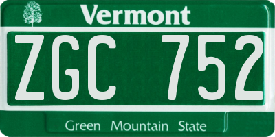 VT license plate ZGC752