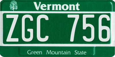 VT license plate ZGC756