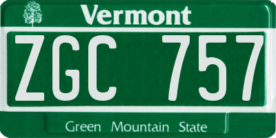 VT license plate ZGC757