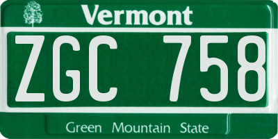 VT license plate ZGC758
