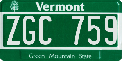 VT license plate ZGC759
