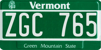 VT license plate ZGC765