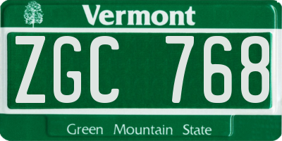 VT license plate ZGC768