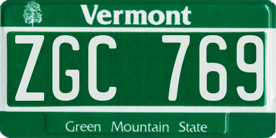 VT license plate ZGC769