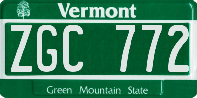 VT license plate ZGC772