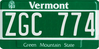 VT license plate ZGC774