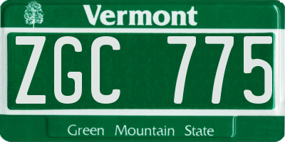 VT license plate ZGC775