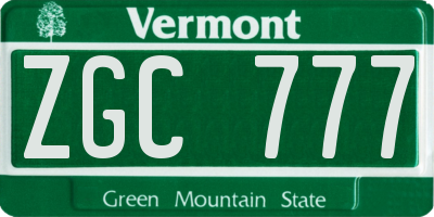 VT license plate ZGC777