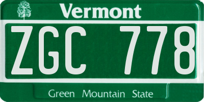 VT license plate ZGC778
