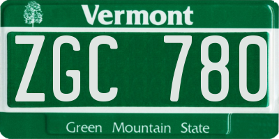 VT license plate ZGC780