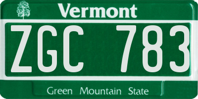 VT license plate ZGC783