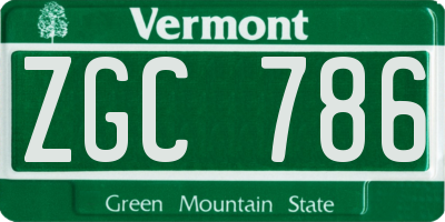 VT license plate ZGC786