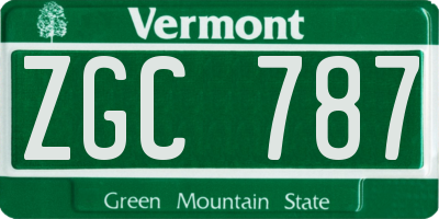 VT license plate ZGC787